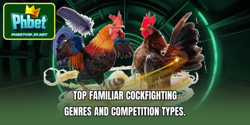 Top familiar cockfighting genres and competition types.